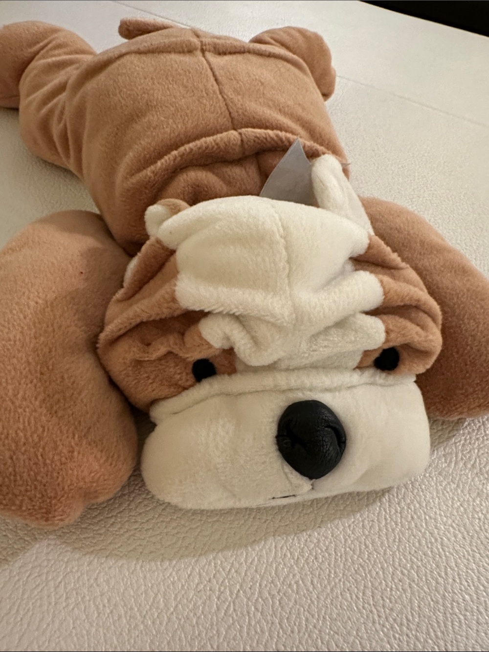 Ty Rare Vintage 1996 Beanie Baby Bulldog Plush with Blue Silver Bow